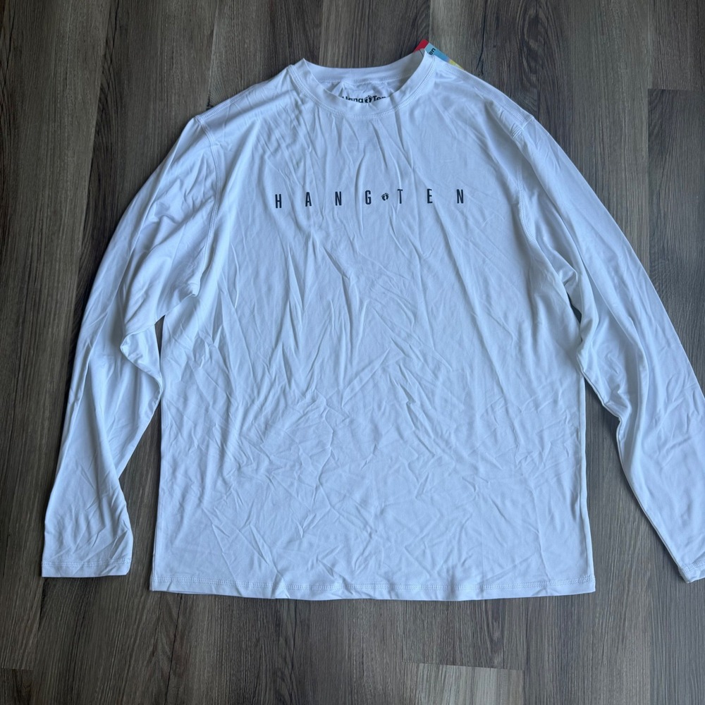 NWT Hang Ten Mens M White‎ Long Sleeve Sun Shirt UPF 50+ Quick Dry Rash Guard